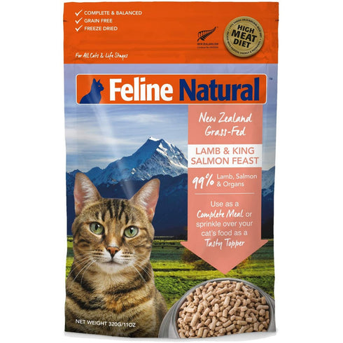 Feline Natural Grain-Free Lamb & King Salmon Freeze-Dried Cat Food 11oz - Poudre Pet and Feed Supply